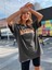 Kadın Füme Oversize Michigan Baskılı T-Shirt 5