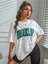 Beyaz Oversize T-Shirt Brooklyn Baskılı 2