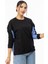6040 Arka Garnili Kadın Sweatshirt Siyah 1