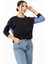 6040 Arka Garnili Kadın Sweatshirt Siyah 2