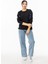 6040 Arka Garnili Kadın Sweatshirt Siyah 4
