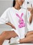 Beyaz Oversize T-Shirt Pembe Tavşan Baskılı 5