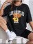 Kadın Losangel 23 Baskılı Oversize Salaş Bej T-Shirt Ünisex Boyfirend 3