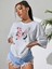 Kelebek Baskılı Kadın Oversize Gri Salas T-Shirt Boyfriend 1