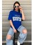 Houston Baskılı Kadın Oversize Saks Mavi Salas T-Shirt Boyfriend 3