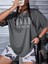 Füme Oversize T-Shirt Over Baskılı 2