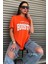 Houston Baskılı Kadın Oversize Turuncu Salas T-Shirt Boyfriend 1