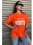 Houston Baskılı Kadın Oversize Turuncu Salas T-Shirt Boyfriend 3