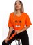 Garfield Baskılı Turuncu Oversize Unisex Tshirt 2