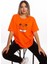 Garfield Baskılı Turuncu Oversize Unisex Tshirt 5