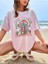 Marvellous Baskılı Pembe Oversize Salas Boyfriend Kadın T-Shirt Top Bluz 1