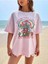 Marvellous Baskılı Pembe Oversize Salas Boyfriend Kadın T-Shirt Top Bluz 2