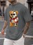 Half Skeleton Bear Baskılı Oversize Erkek T-Shirt Salaş Boyfirend 1