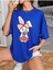 Rabbit Baskılı Kadın Oversize Salas T-Shirt Boyfriend 3