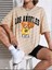 Kadın Losangel 23 Baskılı Oversize Salaş Bej T-Shirt Ünisex Boyfirend 1