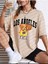 Kadın Losangel 23 Baskılı Oversize Salaş Bej T-Shirt Ünisex Boyfirend 3