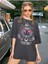 Kelebek Baskılı Füme Oversize T-Shirt Salaş Boyfirend 1