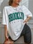 Kadın Brooklyn Baskılı Oversize Salaş Beyaz T-Shirt Ünisex Boyfirend 2
