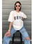 Kadın Bhvr Oversize Baskılı T-Shirt Bluz 5