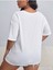 V Yaka Baskılı & Düz Beyaz Oversize T-Shirt Salaş Boyfirend 2