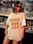 Bej Oversize T-Shirt Flavor Town U.s.a Baskılı 1