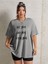 Be You Baskılı Gri Oversize T-Shirt Salaş Boyfirend 1