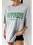 Happıness Baskılı Kadın Oversize Salas T-Shirt Boyfirend 5
