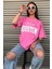 Houston Baskılı Kadın Oversize Saks Mavi Salas T-Shirt Boyfriend 1