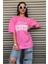 Houston Baskılı Kadın Oversize Saks Mavi Salas T-Shirt Boyfriend 5