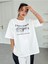 Beyaz Oversize T-Shirt Challenge Baskılı 5