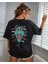 Oversize Dinozor Baskılı Siyah Tshirt 3