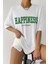 Happıness Baskılı Kadın Oversize Salas T-Shirt Boyfirend 2