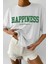 Happıness Baskılı Kadın Oversize Salas T-Shirt Boyfirend 5