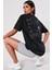 Oversize Cool Dude Baskılı Siyah Tshirt 1