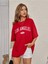 Los Angeles Baskılı Kadın Oversize Kırmızı Salas T-Shirt Boyfriend 2