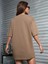 View Baskılı Kadın Oversize Kahverengi T-Shirt 2