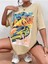 Bej Oversize T-Shirt Speed Team Baskılı 2