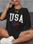Usa Amerika Baskılı Oversize T-Shirt Salaş Boyfirend 1
