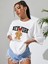 New York Baskılı Kadın Oversize Beyaz Salas T-Shirt Boyfriend 4