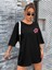 Hibiscus Baskılı Siyah Oversize T-Shirt Salaş Boyfirend 2