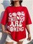 Coming Baskılı Kadın Oversize/ Boyfirend Kırmızı T-Shirt 3