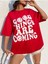 Coming Baskılı Kadın Oversize/ Boyfirend Kırmızı T-Shirt 4