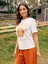 Beyaz Kadın Oversize T-Shirt Çiçek Baskılı 1
