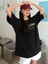 Siyah Vernal Record Baskılı Oversize T-Shirt 3