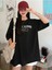 Siyah Vernal Record Baskılı Oversize T-Shirt 5