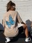Kadın Krem Oversize Finished Bules Baskılı T-Shirt 1