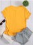 Kadın Sarı Oversize T-Shirt Kalp Baskılı 3