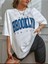 Kadın Brooklyn Baskılı Oversize Salaş Beyaz T-Shirt Ünisex Boyfirend 1