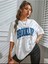 Kadın Brooklyn Baskılı Oversize Salaş Beyaz T-Shirt Ünisex Boyfirend 3