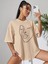 Face Baskılı Kadın Oversize Salaş T-Shirt Boyfriend 3